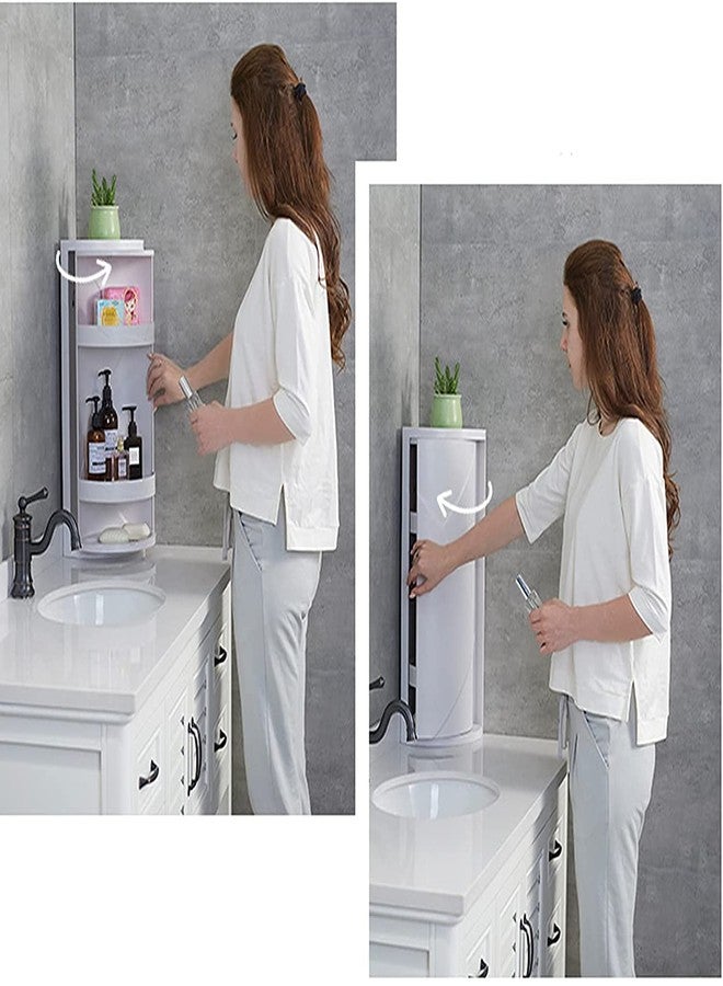 TRAY Bathroom Corner Shelf Cosmetic Storage Rack, Bathroom Rotating Triangle Storage Rack 360 Degree Rotating Triangle Shelf Multi-Function Organizer for Cabinet Bathroom - Image 2